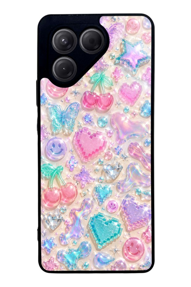 Tecno Pova 7 Y2K Glossy Phone Case with Jelly Charms Design