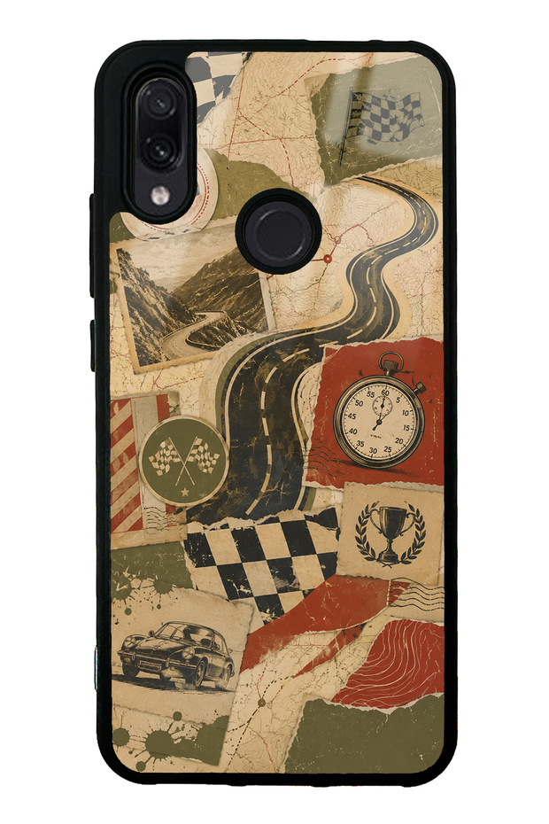 Xiaomi Redmi Note 7 Glossy Phone Case with Retro Road Racing Design