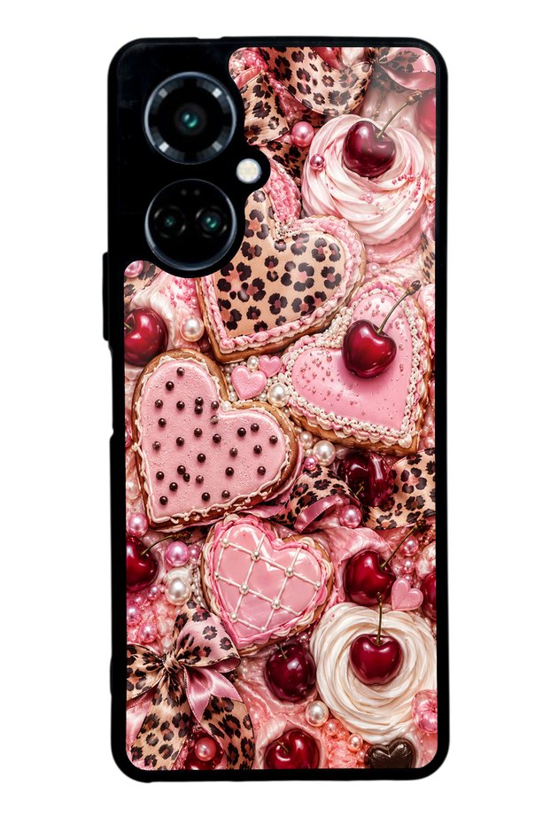 Tecno Camon 19 Glossy Phone Case with Cherry Leopard Sweetheart Design