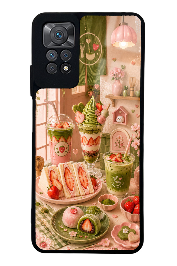 Xiaomi Redmi Note 11 Pro Glossy Phone Case with Berry Matcha Corner Design