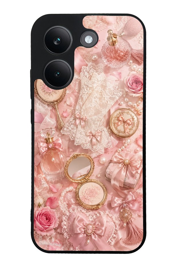 Xiaomi Poco X8 Pro Glossy Phone Case with Vintage Rose Vanity Design