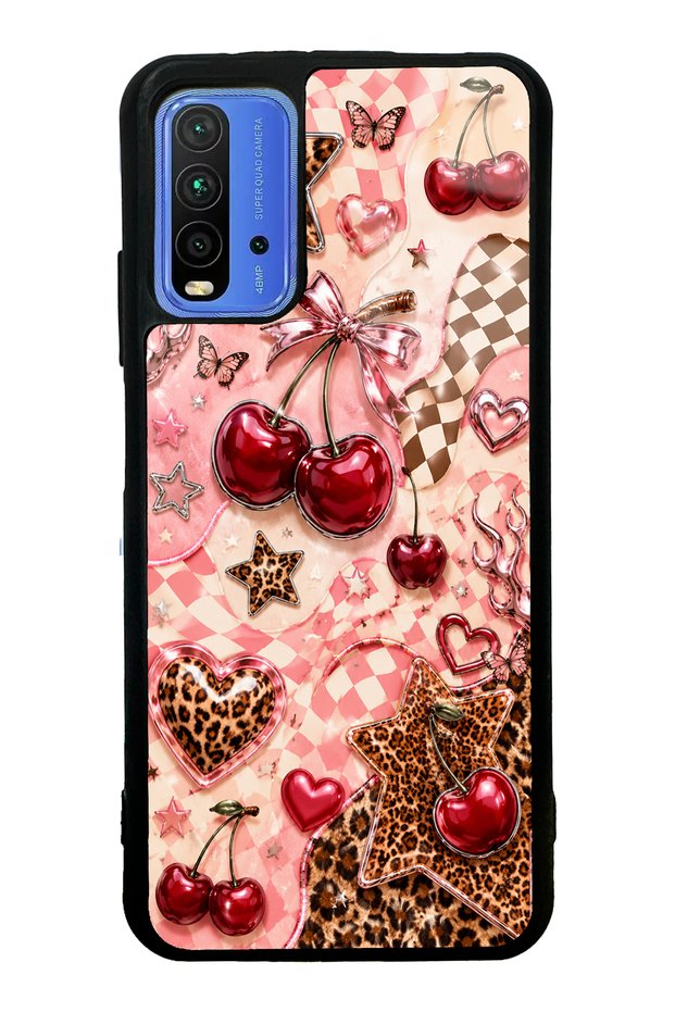 Xiaomi Redmi 9t Glossy Phone Case with Cherry Rebel Pop Design