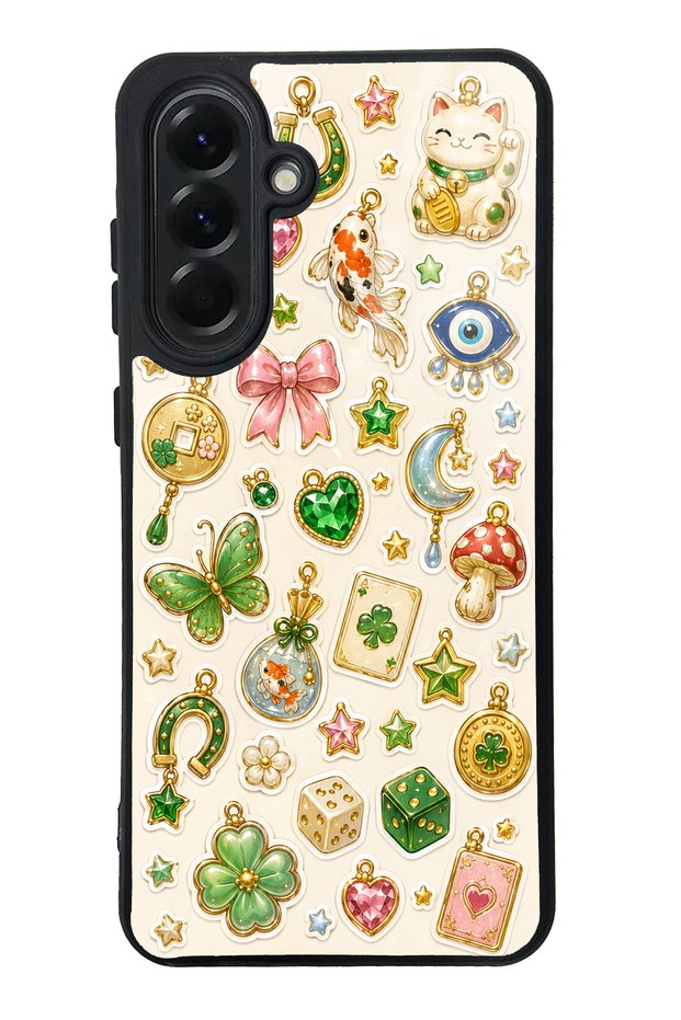 Samsung A56 Glossy Phone Case with Lucky Star Charms Design