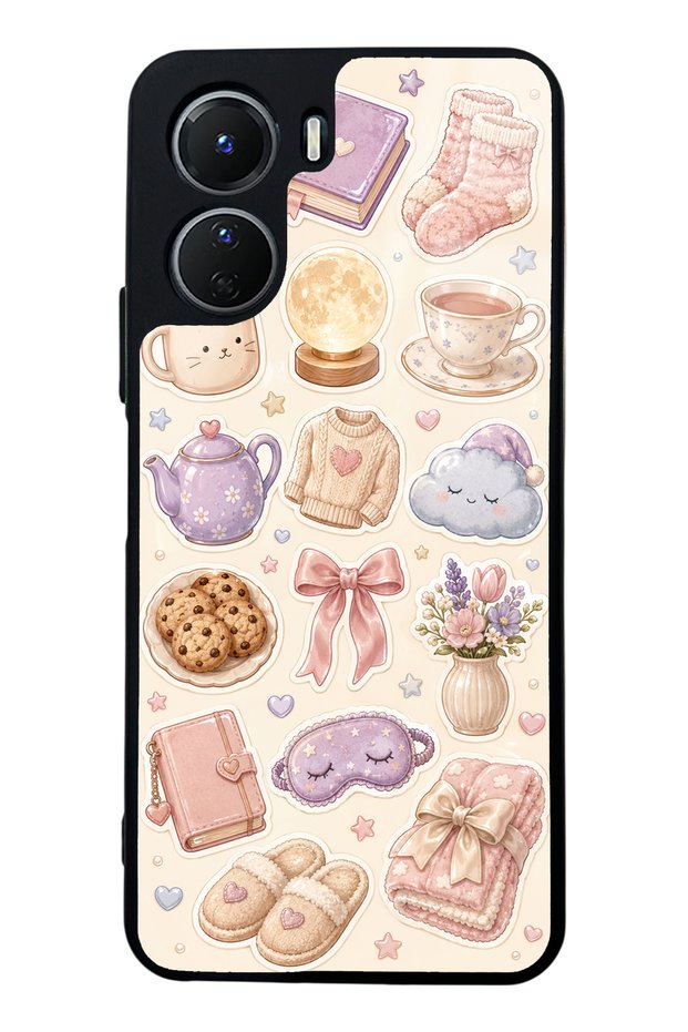Vivo Y16 Glossy Phone Case with Pastel Sleepover Design