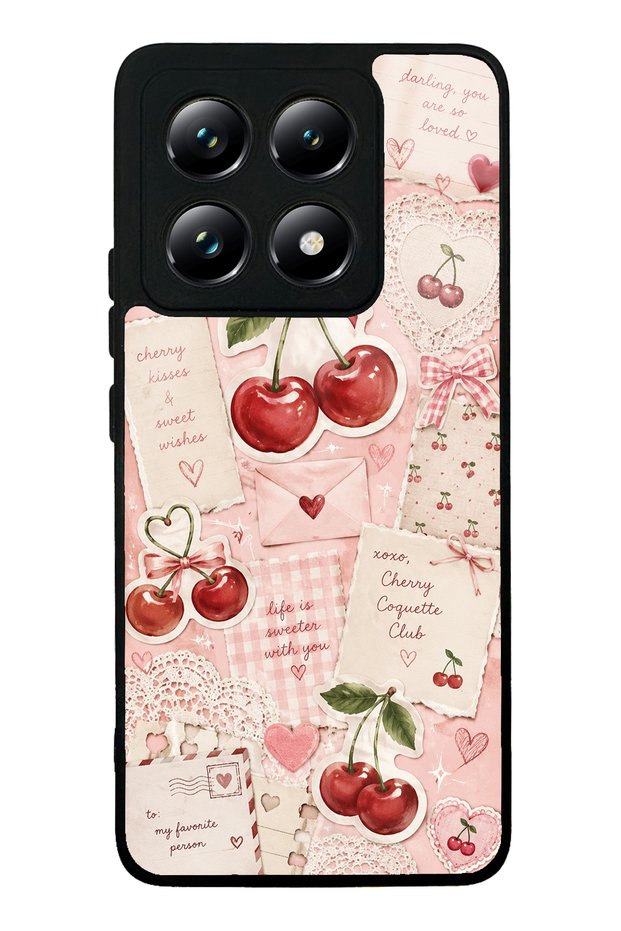 Xiaomi Mi 14t Glossy Phone Case with Cherry Love Letters Design