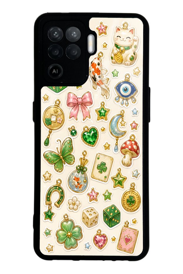 Oppo Reno 5 Lite Glossy Phone Case with Lucky Star Charms Design
