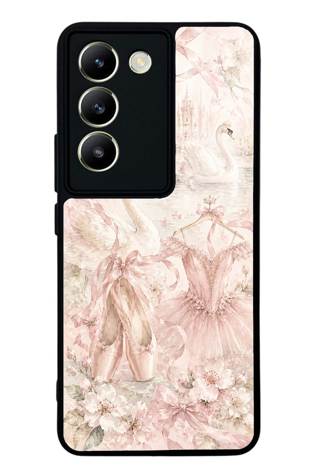 Vivo V30 Lite Pink Swan Ballet Design Glossy Phone Case