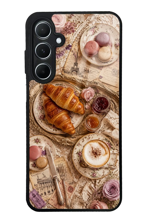Samsung A55 French Café Romance Design Glossy Phone Case