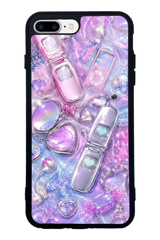 iPhone 7 Plus Chrome Heart Y2K Design Glossy Phone Case