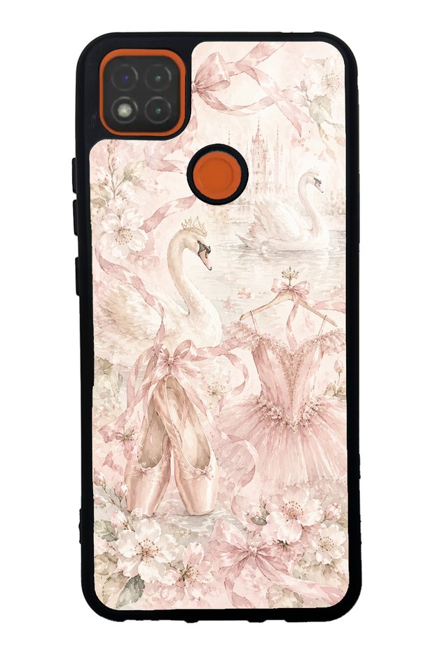 Xiaomi Redmi 9C Glossy Phone Case with Pink Swan Ballet Design