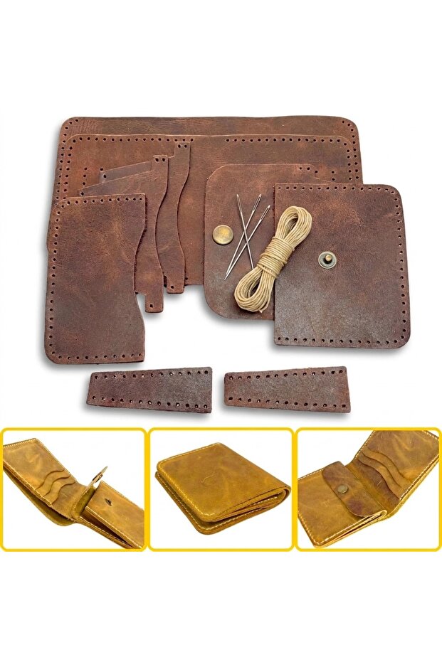DIY Ahura Leather Wallet Making Kit, DIY Handmade Wallet Card Holder Kit with 3 Card Sleeves
