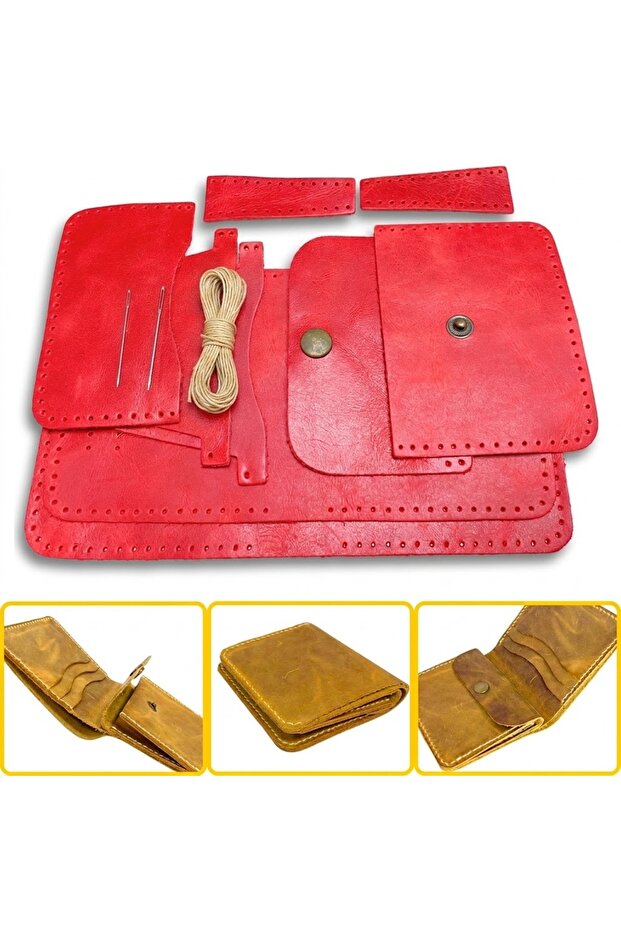 DIY Ahura Leather Wallet Making Kit, DIY Handmade Wallet Card Holder Kit with 3 Card Sleeves