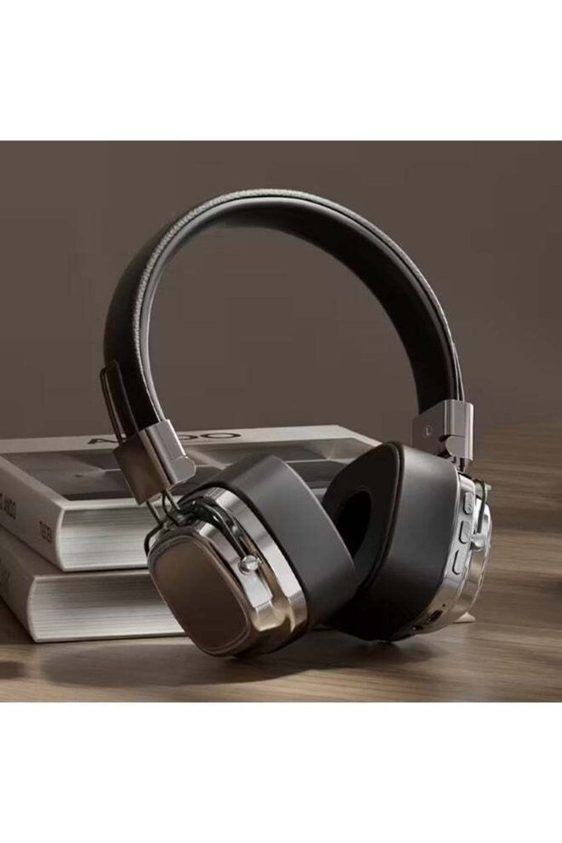 Retro Wireless Headphones, HiFi Stereo Sound, 5.3 Bluetooth, Foldable Design, 200-Hour Standby, Metal Trim, Leather Texture, Dual Mode with Microphone, for Music and Gaming (Silvery Black)