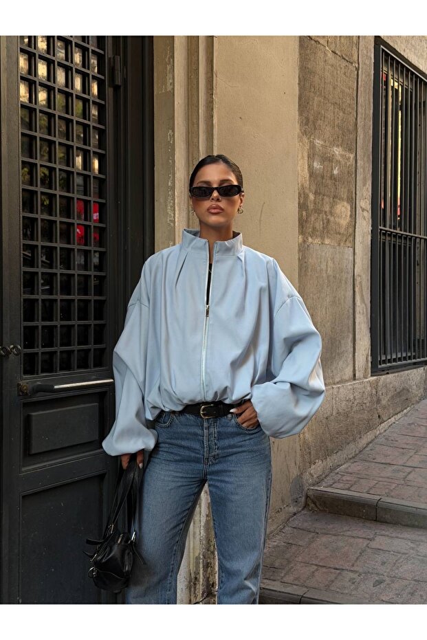 Drawstring Bomber Trench Jacket