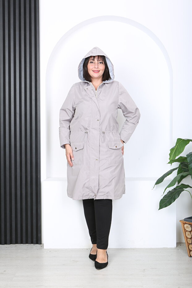 Hooded Plus Size Trench Coat