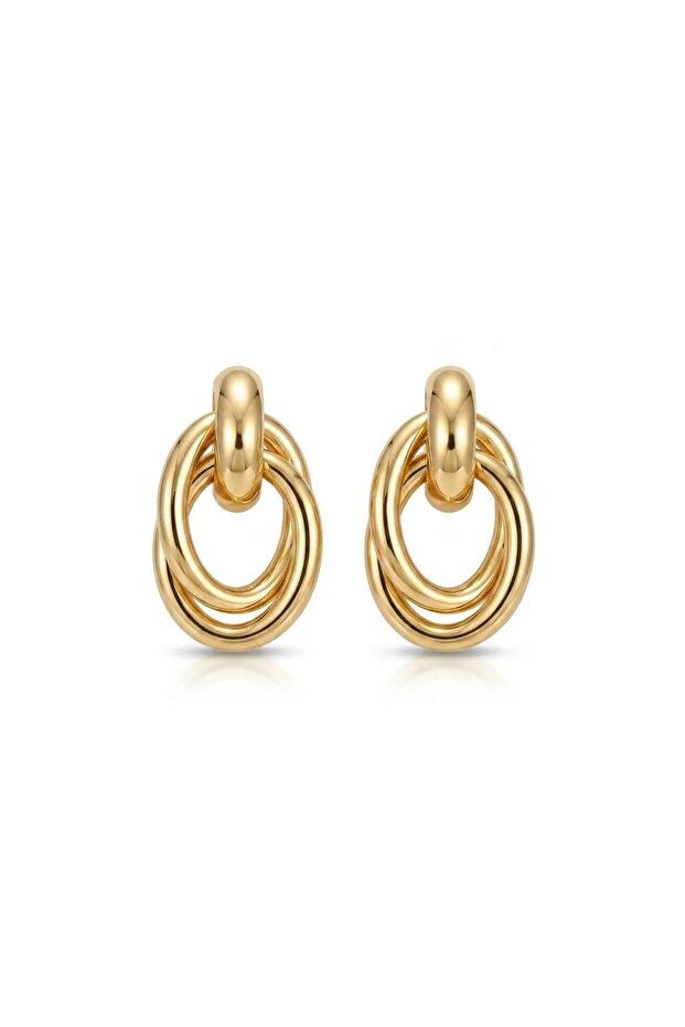 Aura Çelik Oval Küpe