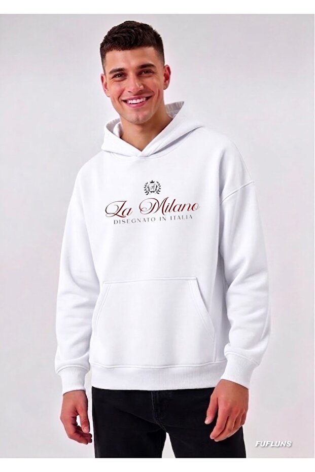 La Milano Printed Oversized Men's Hooded Sweatshirt