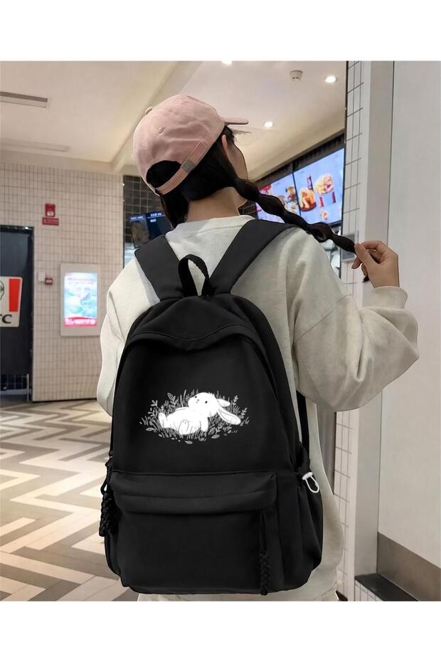 Black Rabbit Printed Oul, Dershane, Course Backpack