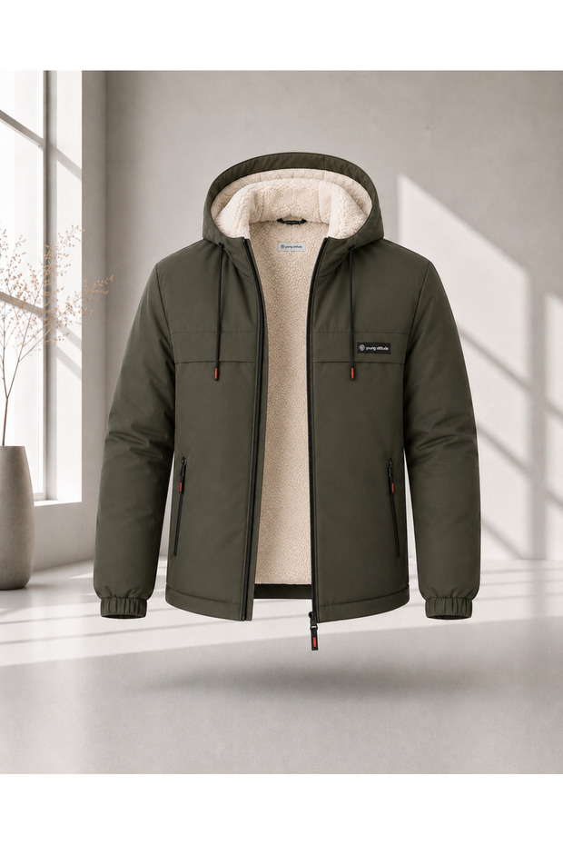 Men's Coat Winter Coat Hooded Fur Inside Warm Jacket Daily Coat Casual.