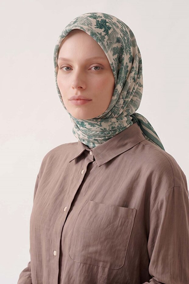 Mint Green Nature Pattern Elya Scarf
