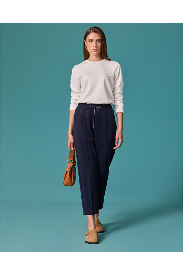 Elastic Waist Lace-Up Carrot Cut Pants