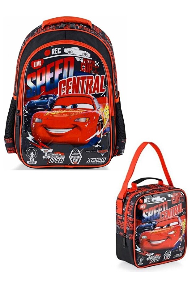 Double Compartment Primary School Bag and Lunchbox Set Lightning Mcqueen 2-Piece Bag Set