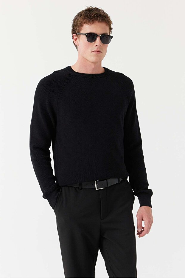 Men's Crew Neck Ribbed Knitwear Sweater