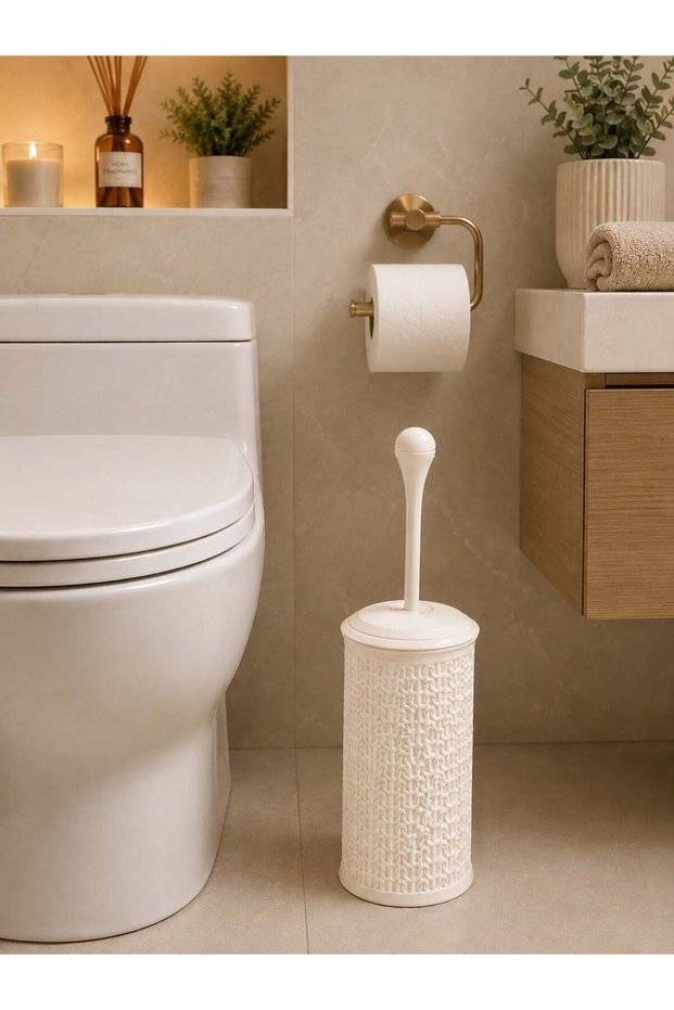 UCSAN PLASTIK 2-Piece Toilet Cleaning Brush And Holder White 10x10x39.5cm