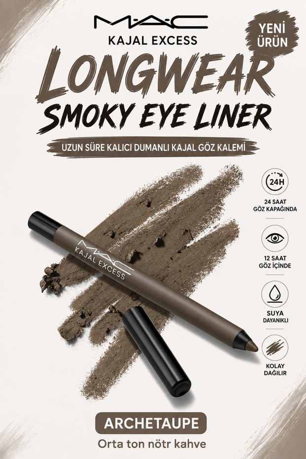 Kajal Excess Smoky Eye Pencil - 24 Hour Long-Lasting Waterproof Kajal Pencil