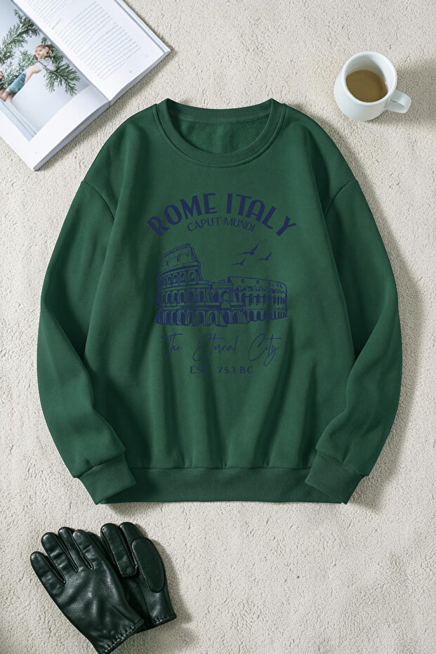 Unisex Rome Italy Printed Crew Neck Sweatshirt