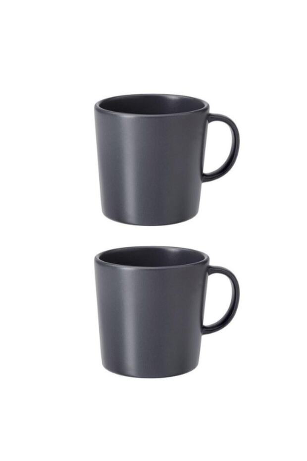 2 Pieces Mug Height: 9 cm Tea Coffee Cup Mug Set Gray Color Cup 300 ml Stoneware