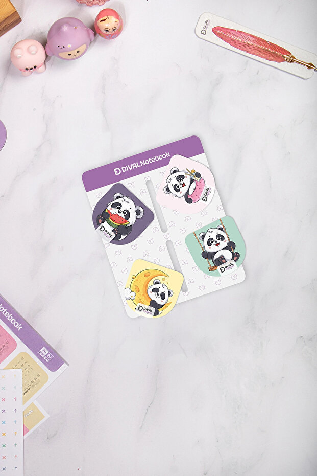 Magnetic book page marker set of 4 - panda series