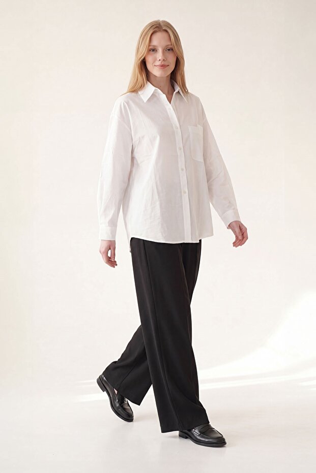 White Long Sleeve Buttoned Shirt