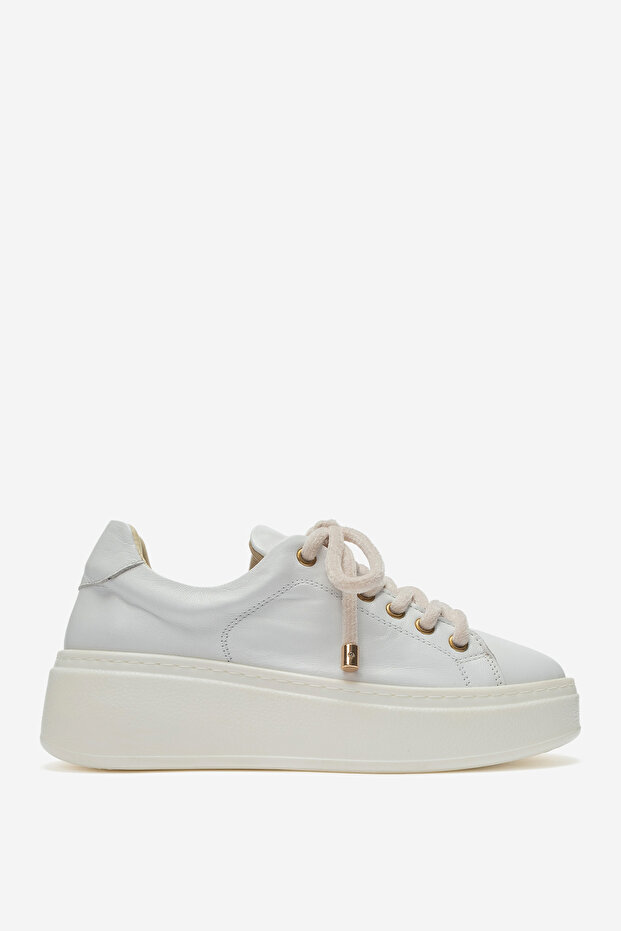 Women's sneaker thick sole daily shoes genuine leather noemie white