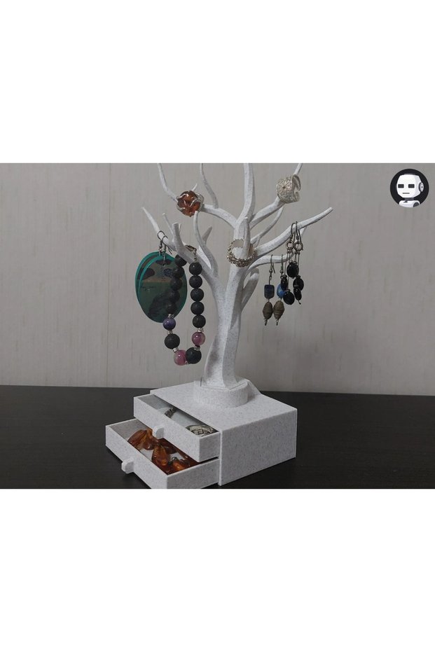 Jewelry Tree Stand Earrings Necklace Bracelet Ring Organizer with 2 Drawers Jewelry Organizer