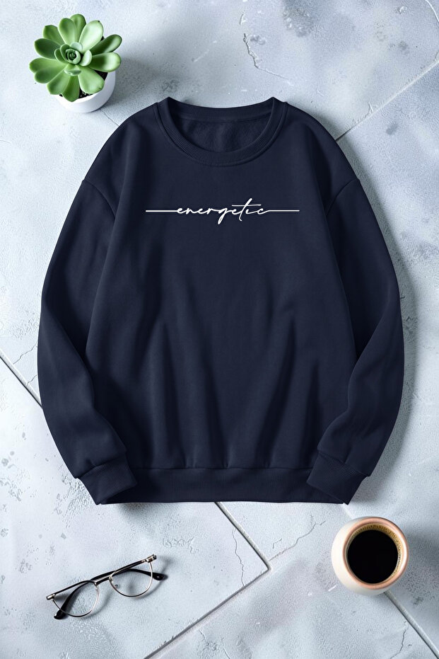 Unisex Energetic Printed Crew Neck Sweatshirt