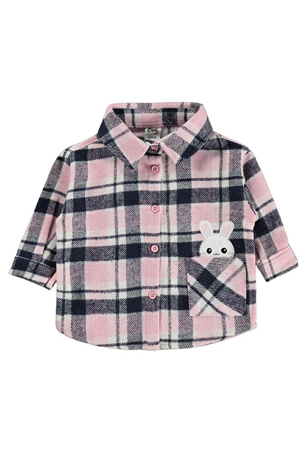 Rabbit Embroidered Lumberjack Shirt for 6-18 Months - Ecru