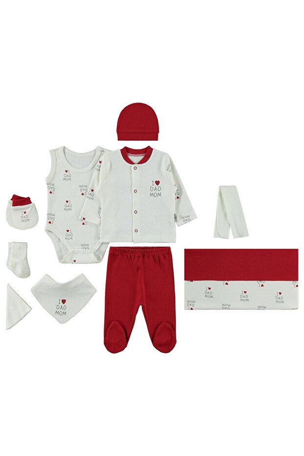 I Dad Mom Bodysuit Sets - Red