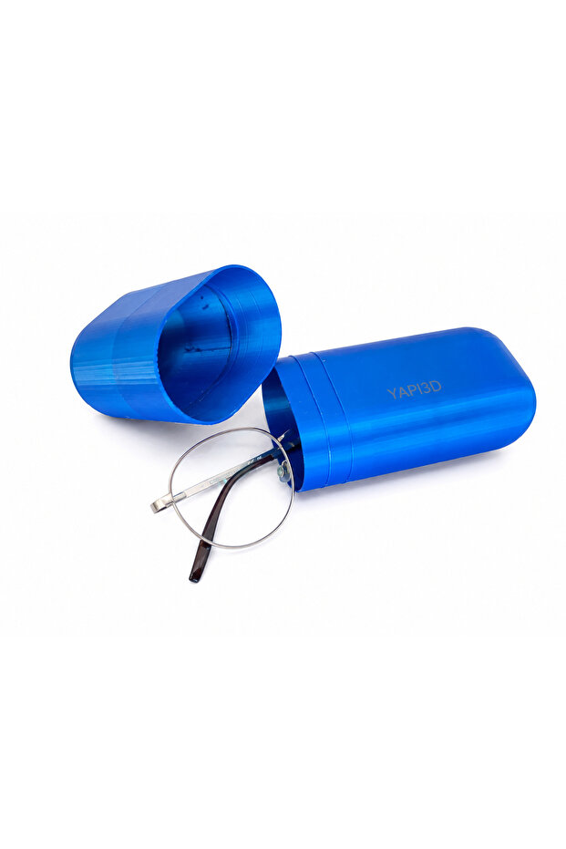 Blue Glasses Box Hard Plastic Eyeglass Case Carrying Storage Container Protective Organizer