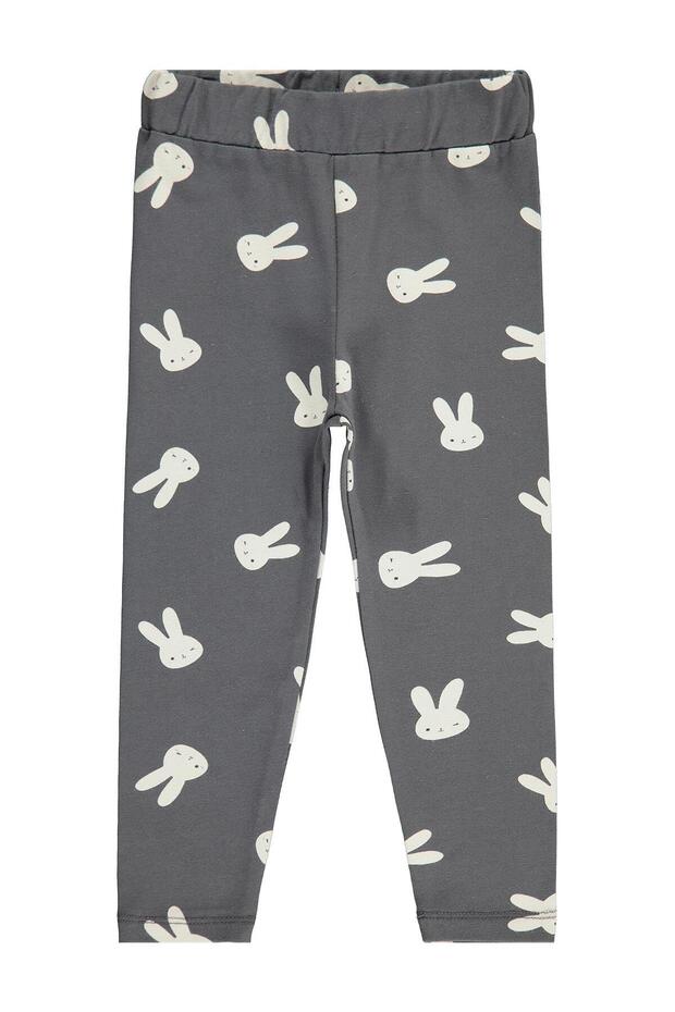 Rabbit Patterned Leggings for 2-5 Years - Gray