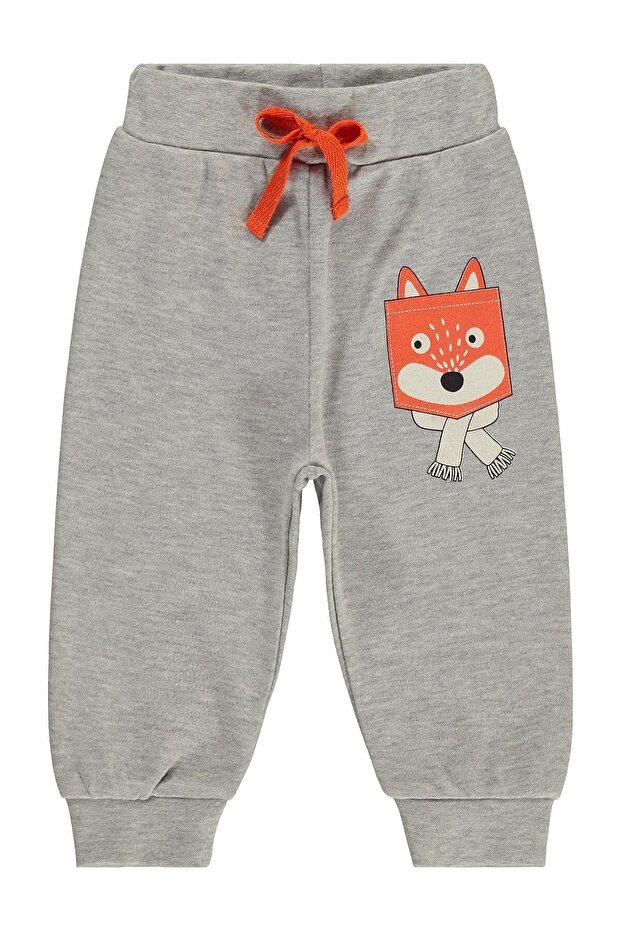 Fox Printed 6-18 Months Single Bottom Baby - Gray