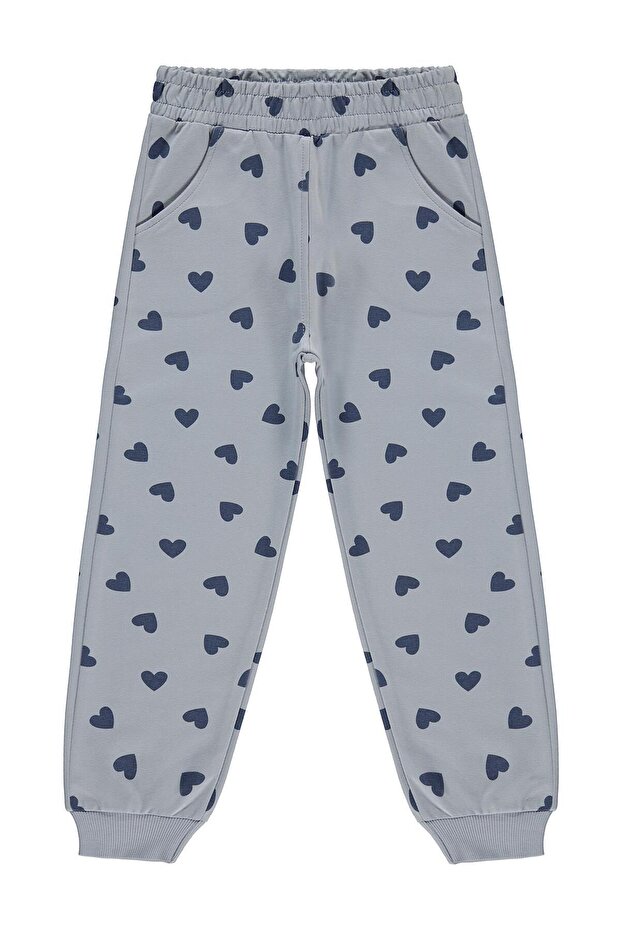 Heart Patterned Sweatpants for 6-9 Years Old - Blue