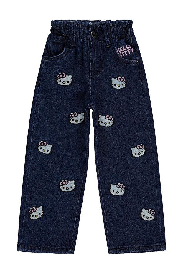 Embroidered 2-5 Years Old Pants Jeans - Navy Blue