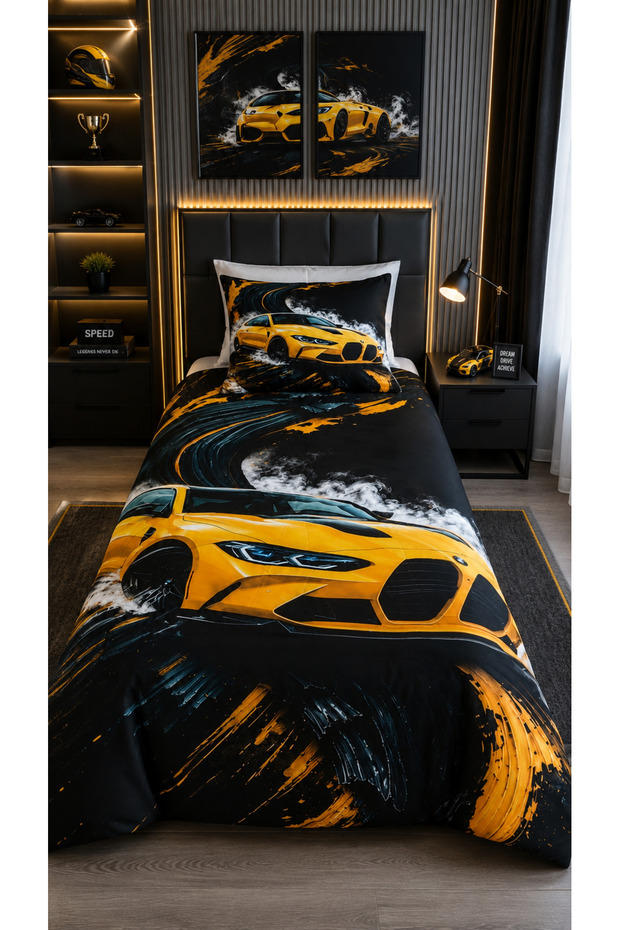 Sari Firtina 5D Digital Printed Cotton Single Duvet Cover Set 4 Pieces