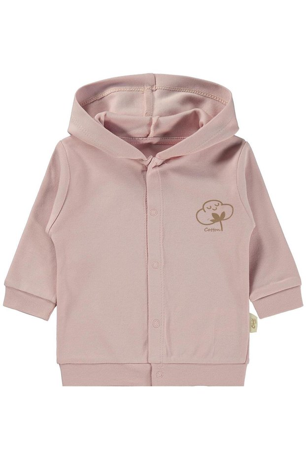 Organic Cotton Hooded Cardigan for 1-12 Months - Pink