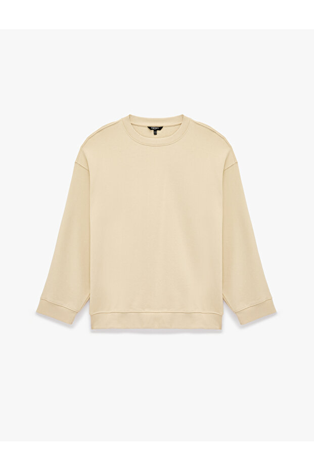 Long Sleeve Three-Thread Washed Comfortable Fit Cotton Crew Neck Sweatshirt