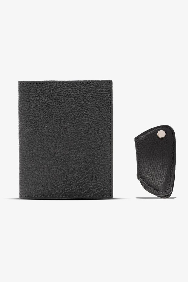 Car License and Keychain Genuine Leather Set
