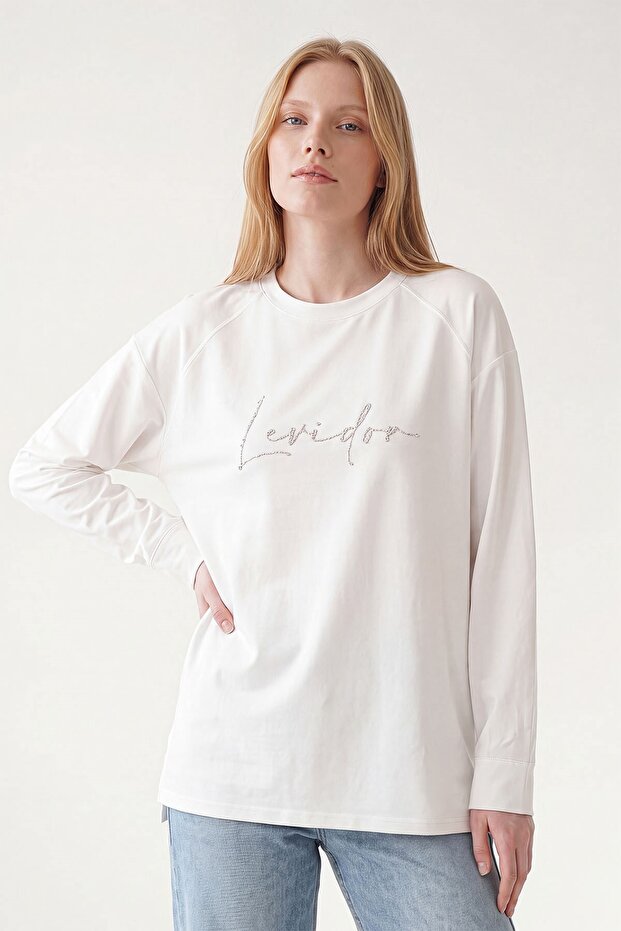 Off-white sweatshirt with stone detail
