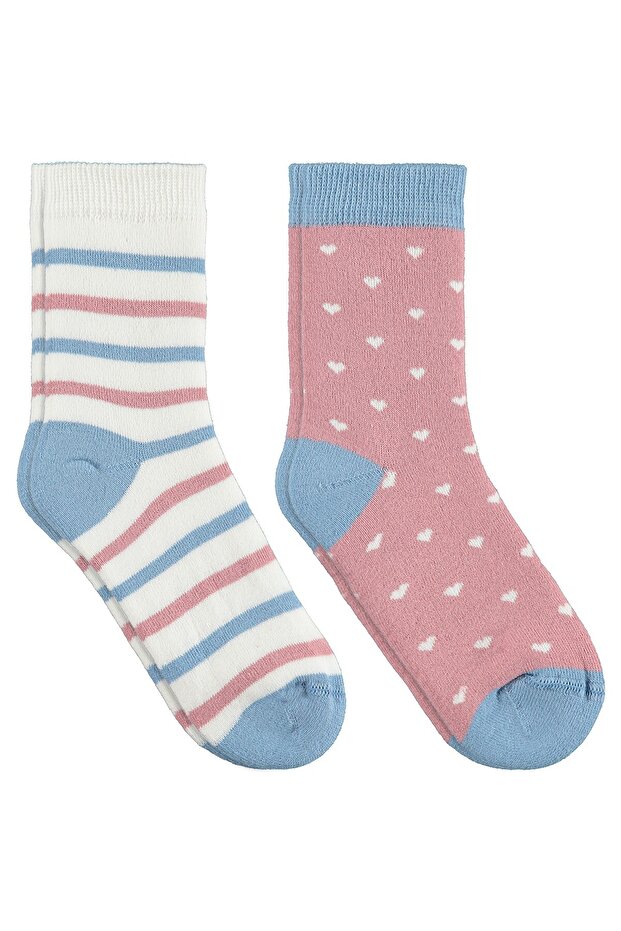 Heart Towel 2-Piece Set for Girls Aged 2-12, Sock Socks