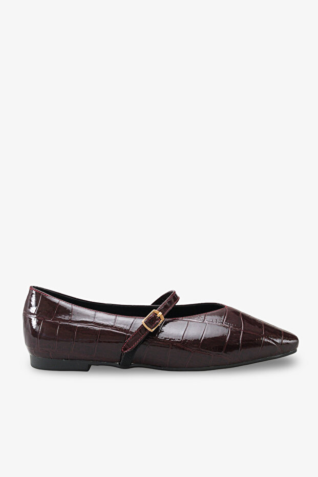 Corine Women's Ballerinas - Burgundy Crocodile